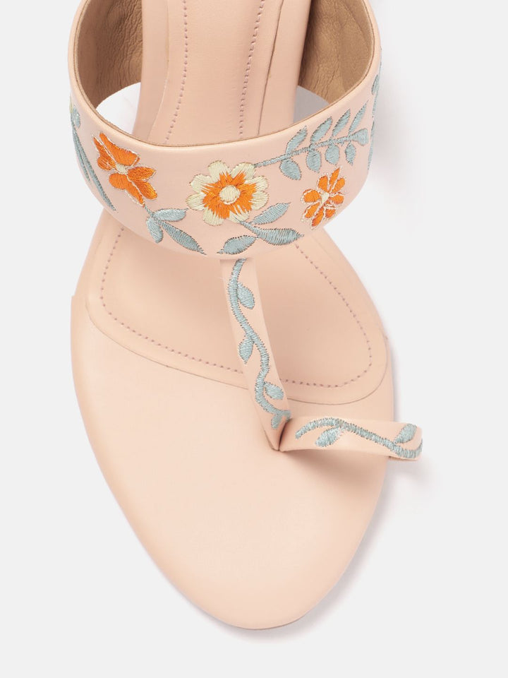 House of Pataudi Floral Embroidered Block Heels