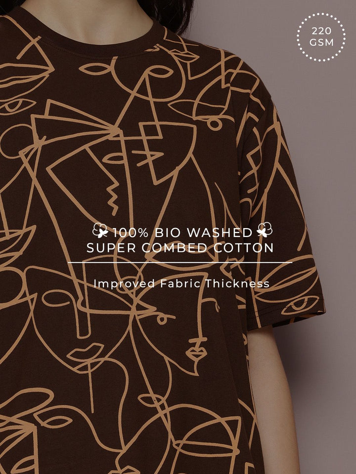 DILLINGER Women's Oversized Crew Neck Printed Tshirt