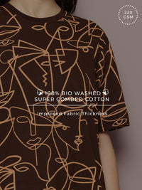 DILLINGER Women's Oversized Crew Neck Printed Tshirt