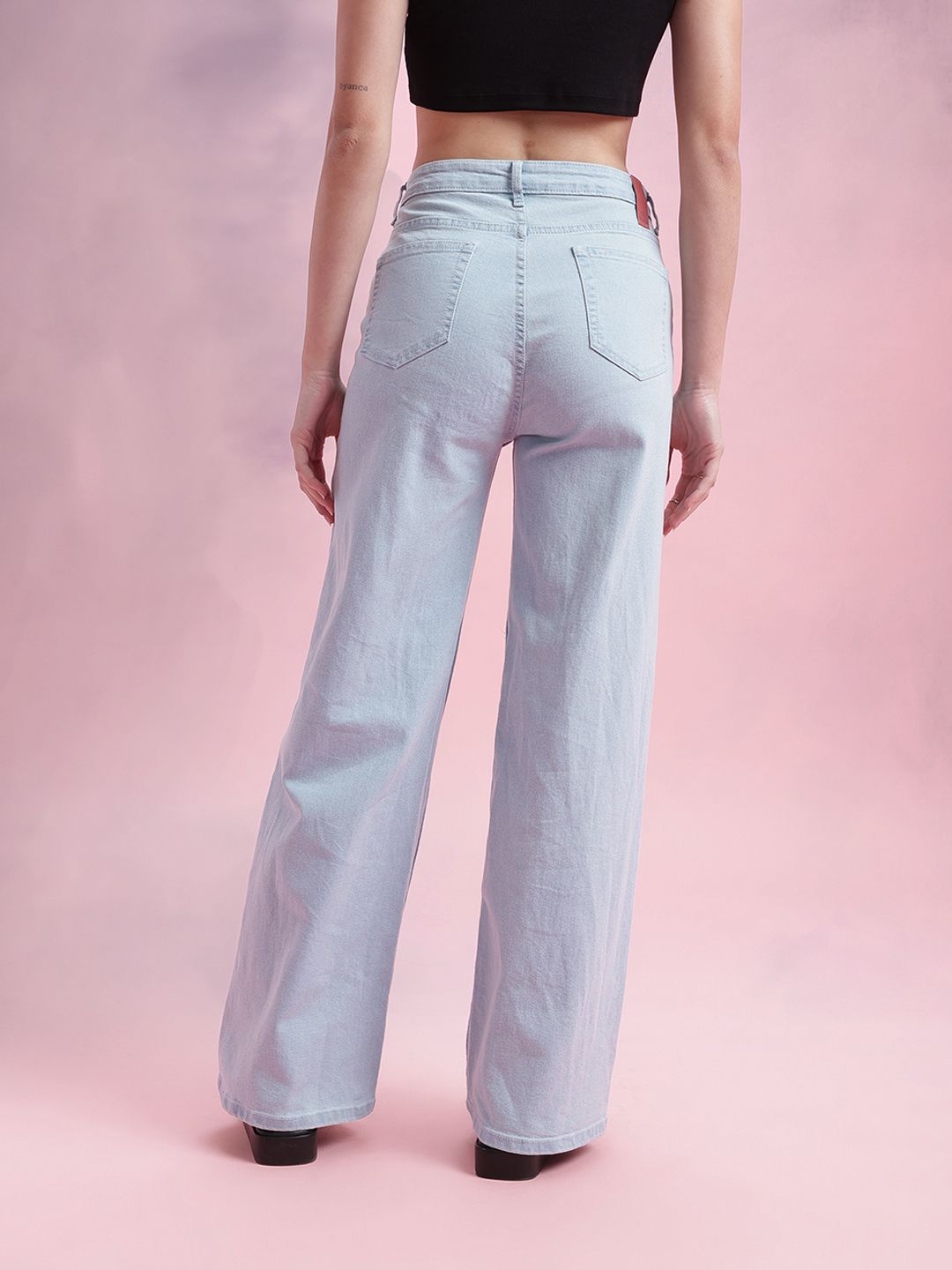 DressBerry Women Mid-Rise Wide Leg Stretchable Jeans