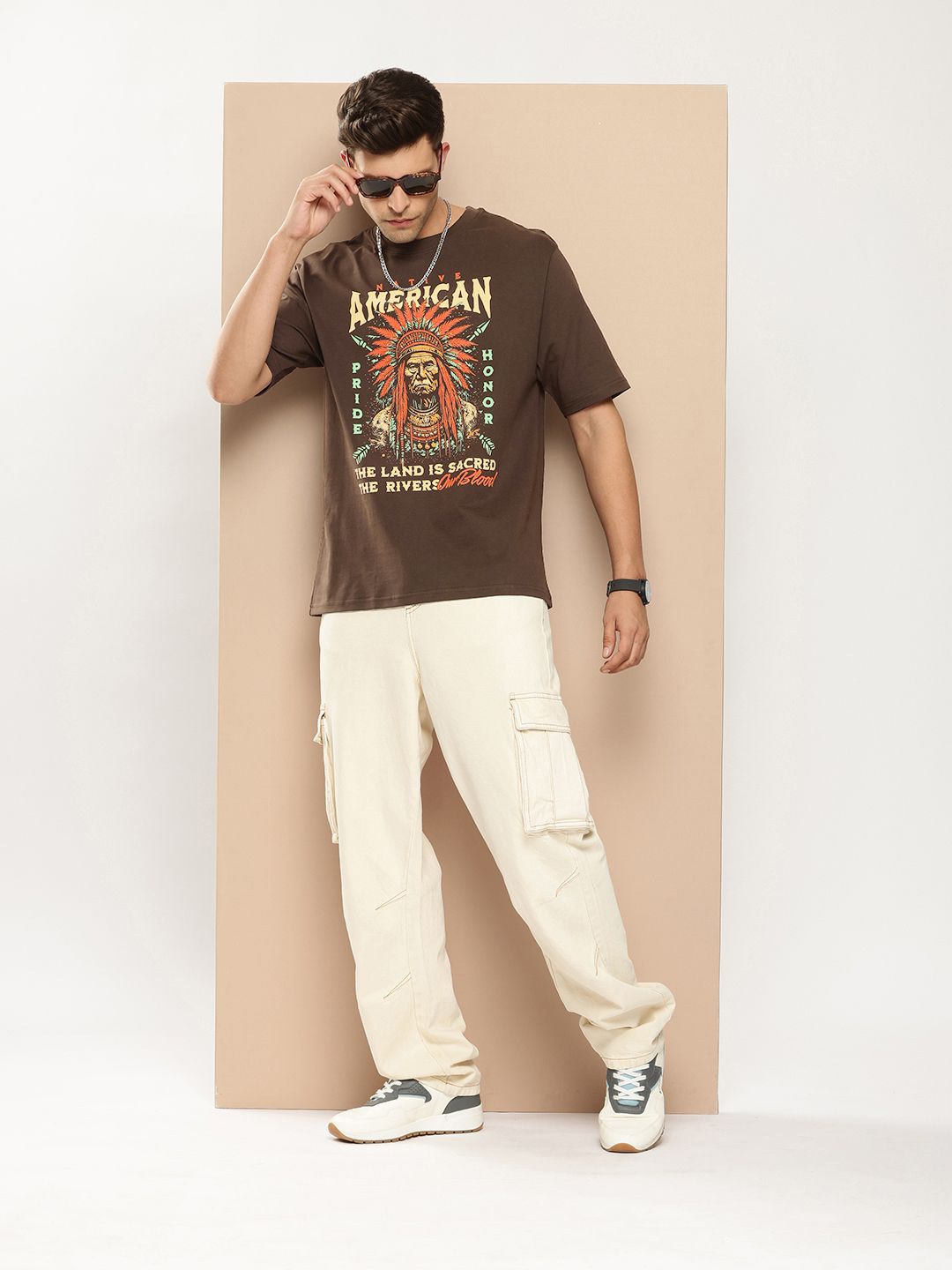 Difference of Opinion Men Printed Pure Cotton Oversized T-shirt
