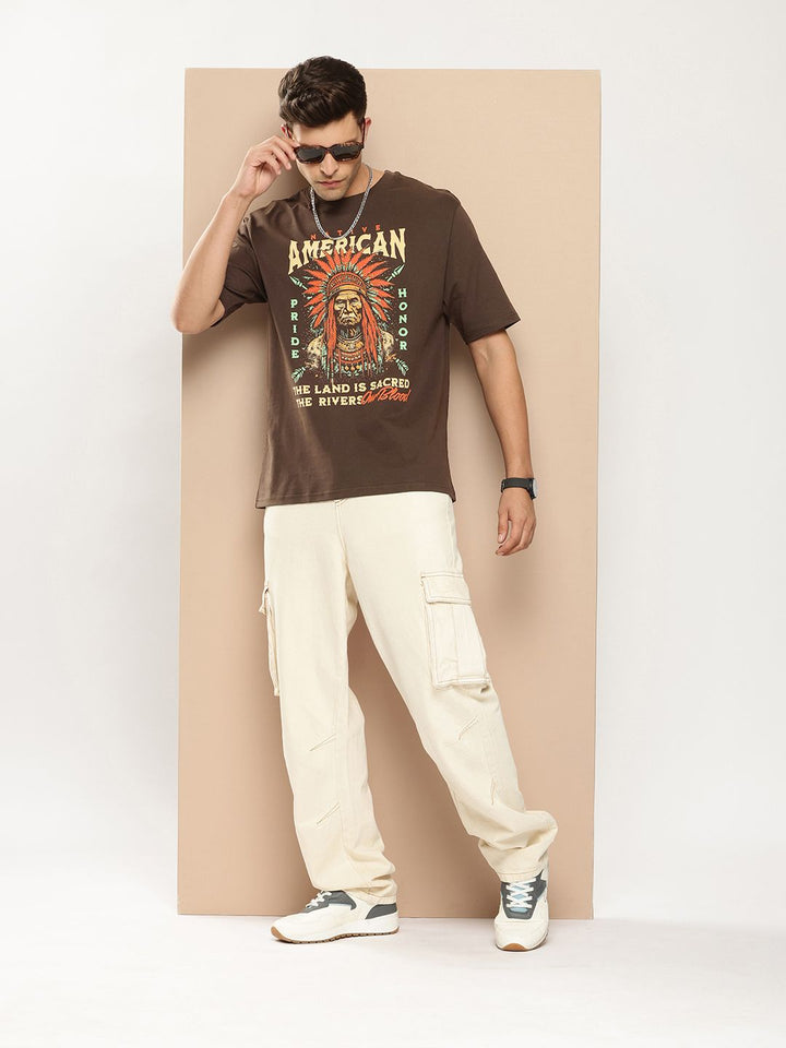 Difference of Opinion Men Printed Pure Cotton Oversized T-shirt