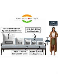 STITCHNEST Green & White Set of 2 Rectangle Cushion Covers