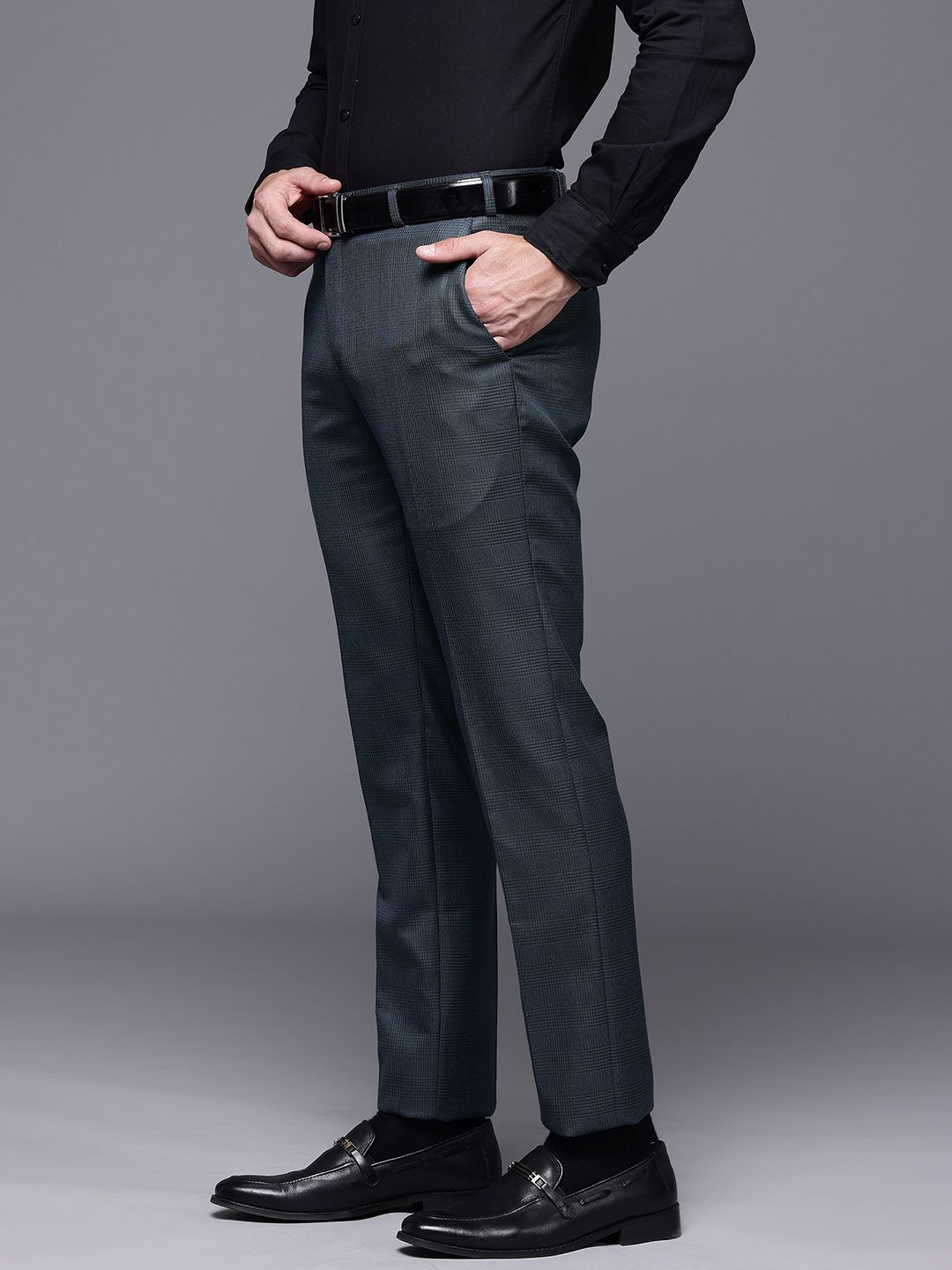 Raymond Men Checked Slim Fit Formal Trousers
