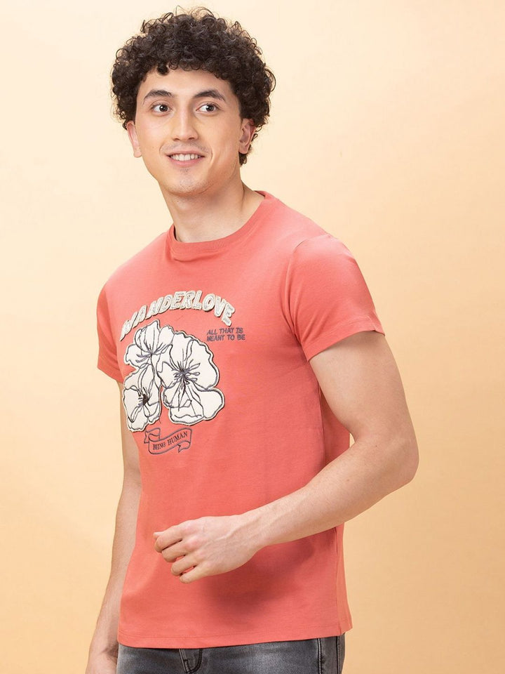 Being Human Men Floral Printed Applique T-shirt