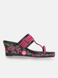 House of Pataudi Floral Embroidered Wedges