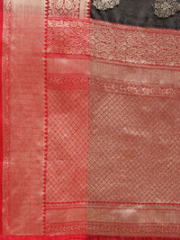 Silk Land Black & Golden Ethnic Motifs Zari Banarasi Saree