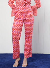 RAREISM Women Geometric Printed Slim Fit Pure Cotton Trousers