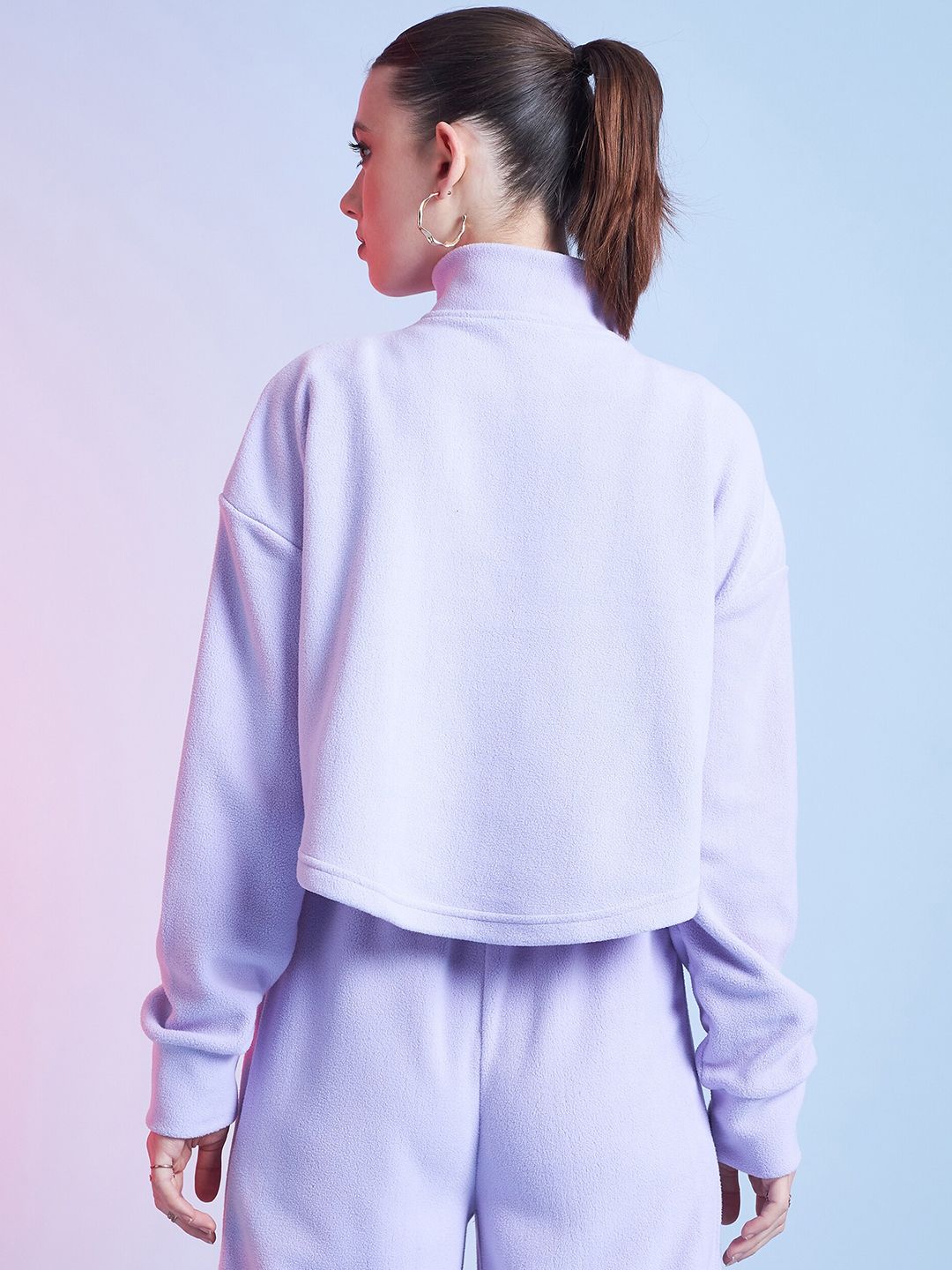 STREET 9 Lavender Mock Collar Crop Sweatshirt