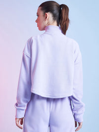 STREET 9 Lavender Mock Collar Crop Sweatshirt
