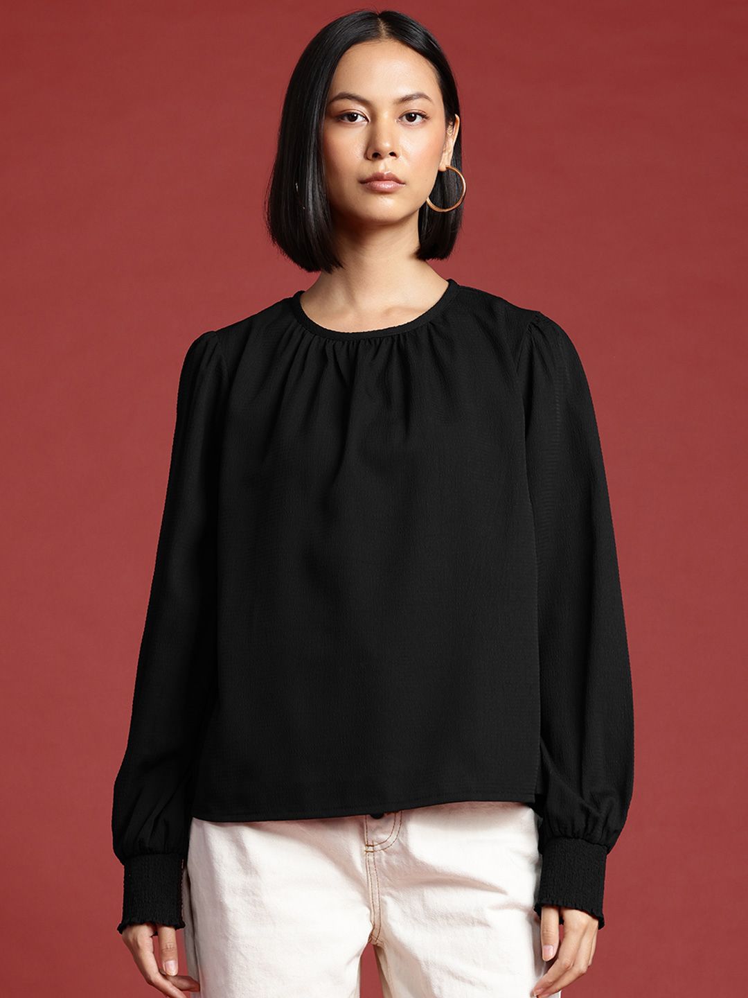 all about you Self-Design Puff Sleeve Top
