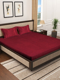 Myntra Elegant Homes Red 300 TC King Woolen Bedsheet with 2 Pillow Covers-250X225 cm