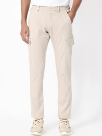 RARE RABBIT Men Curo Slim Fit Mid-Rise Plain Cotton Trouser