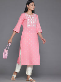 Libas Ethnic Motifs Embroidered Round Neck Three-Quarter Sleeves Kurta