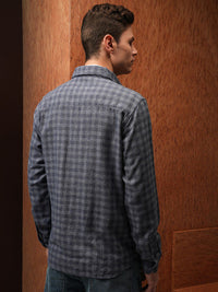 LOCOMOTIVE Premium Relaxed Fit Linen Blend Textured Checked Shirt