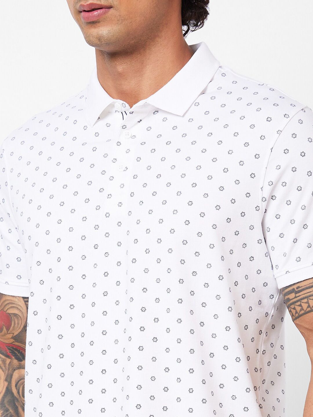 SPYKAR Printed Polo Collar Slim Fit T-shirt