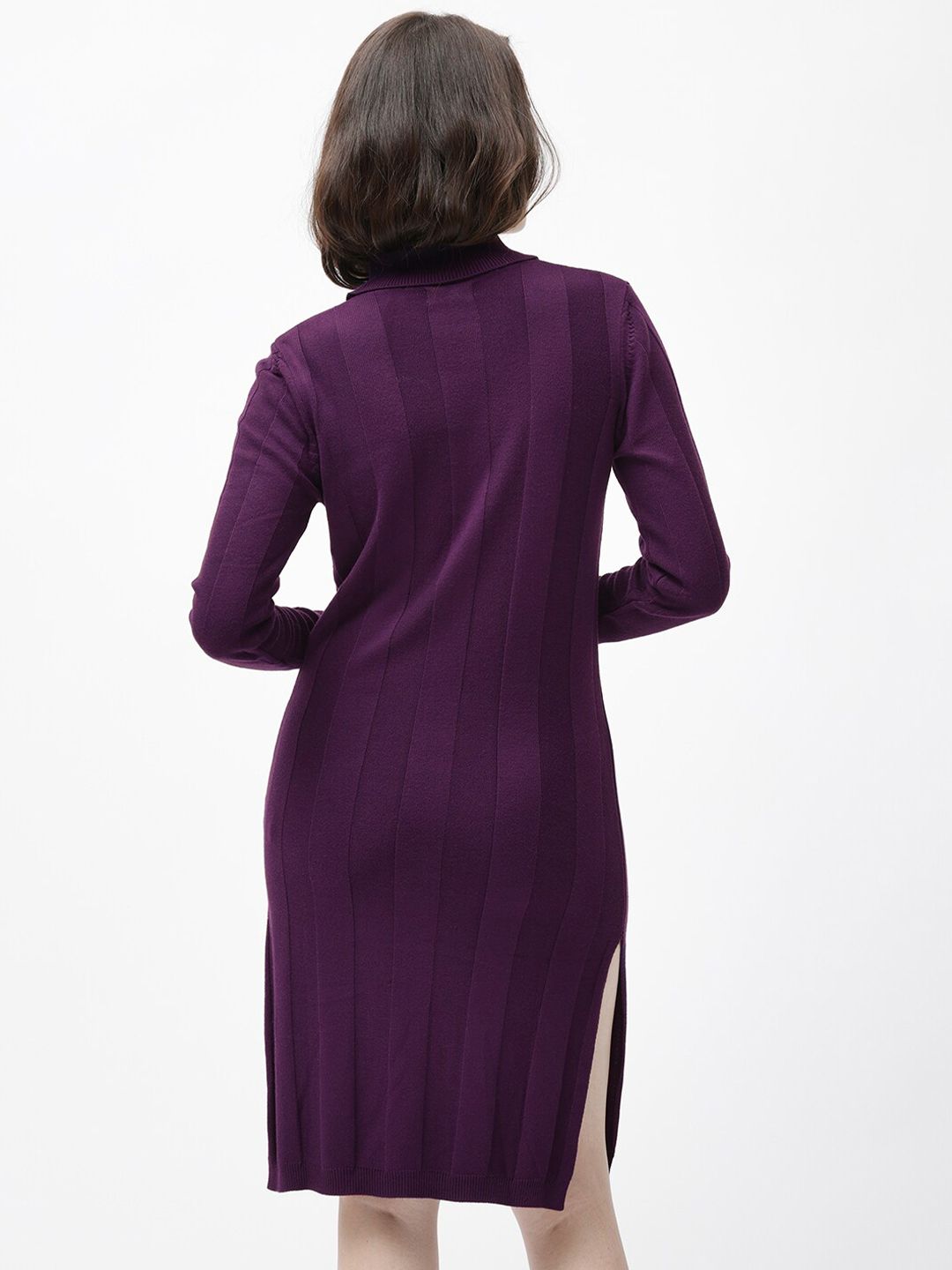 RAREISM Striped Mock Neck Long Sleeves Jumper Dress