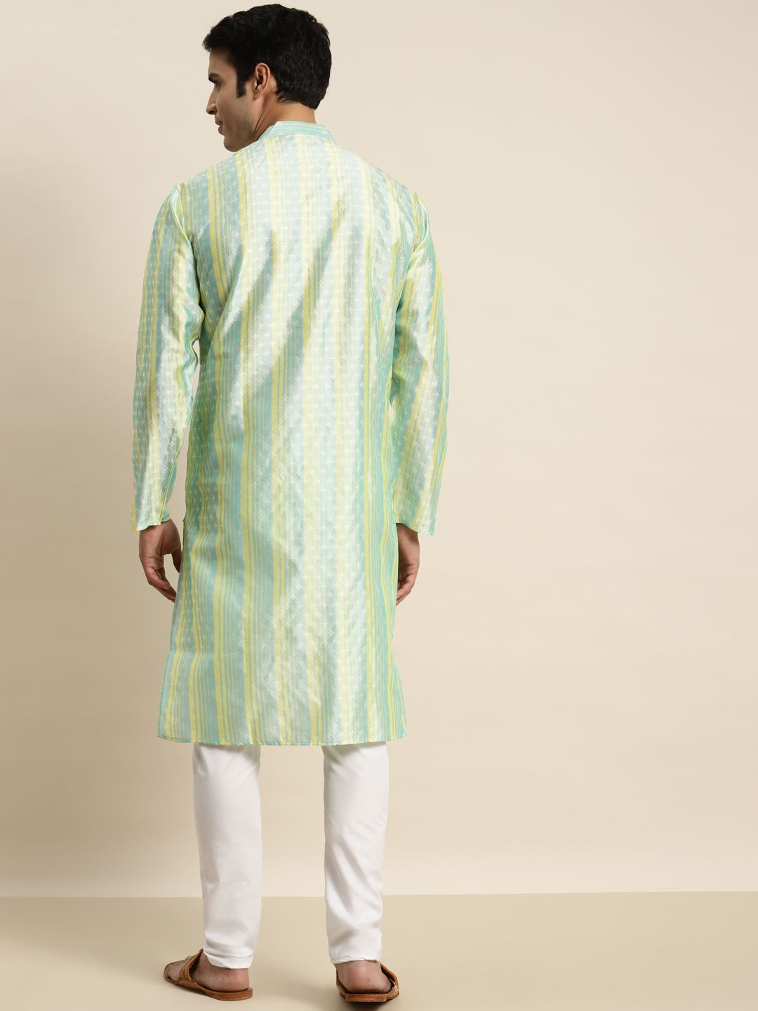 SOJANYA Men Ethnic Motifs Striped Jacquard Straight Kurta