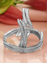 Rubans Set of 2 Rhodium Plated AD & Cubic Zirconia Studded Premium Bangles