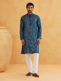 SOJANYA Men Teal Regular Pure Cotton Kurta with Churidar
