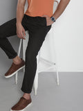 The Indian Garage Co Men Black Cotton Slim Fit Trousers