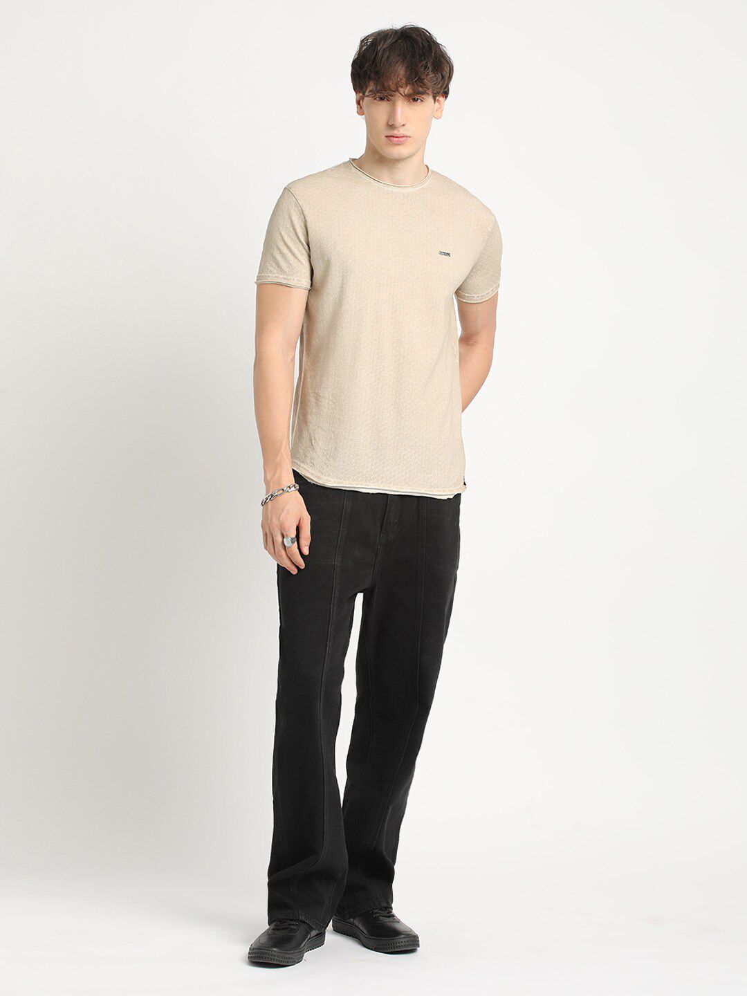 THE BEAR HOUSE Round Neck Pure Cotton Slim Fit T-shirt