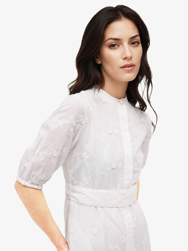 RAREISM Embroidered Mandarin Collar Maxi Dress