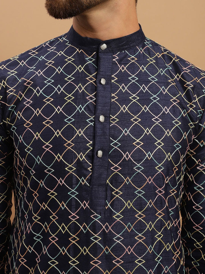 SOJANYA Geometric Embroidered Regular Kurta with Churidar & Embroidered Nehru Jacket