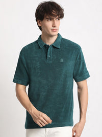 THE BEAR HOUSE Men Solid Polo Collar Relaxed Fit T-shirt