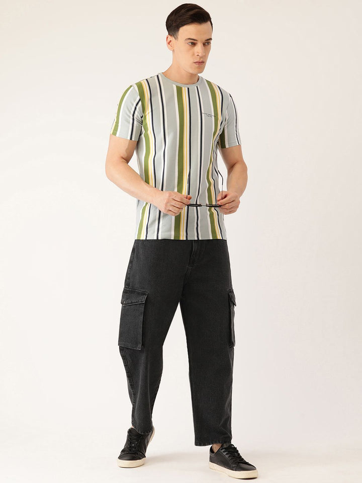 Bene Kleed Men Pure Cotton Loose Crop Cargo Jeans