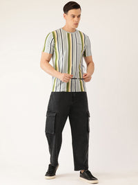 Bene Kleed Men Pure Cotton Loose Crop Cargo Jeans