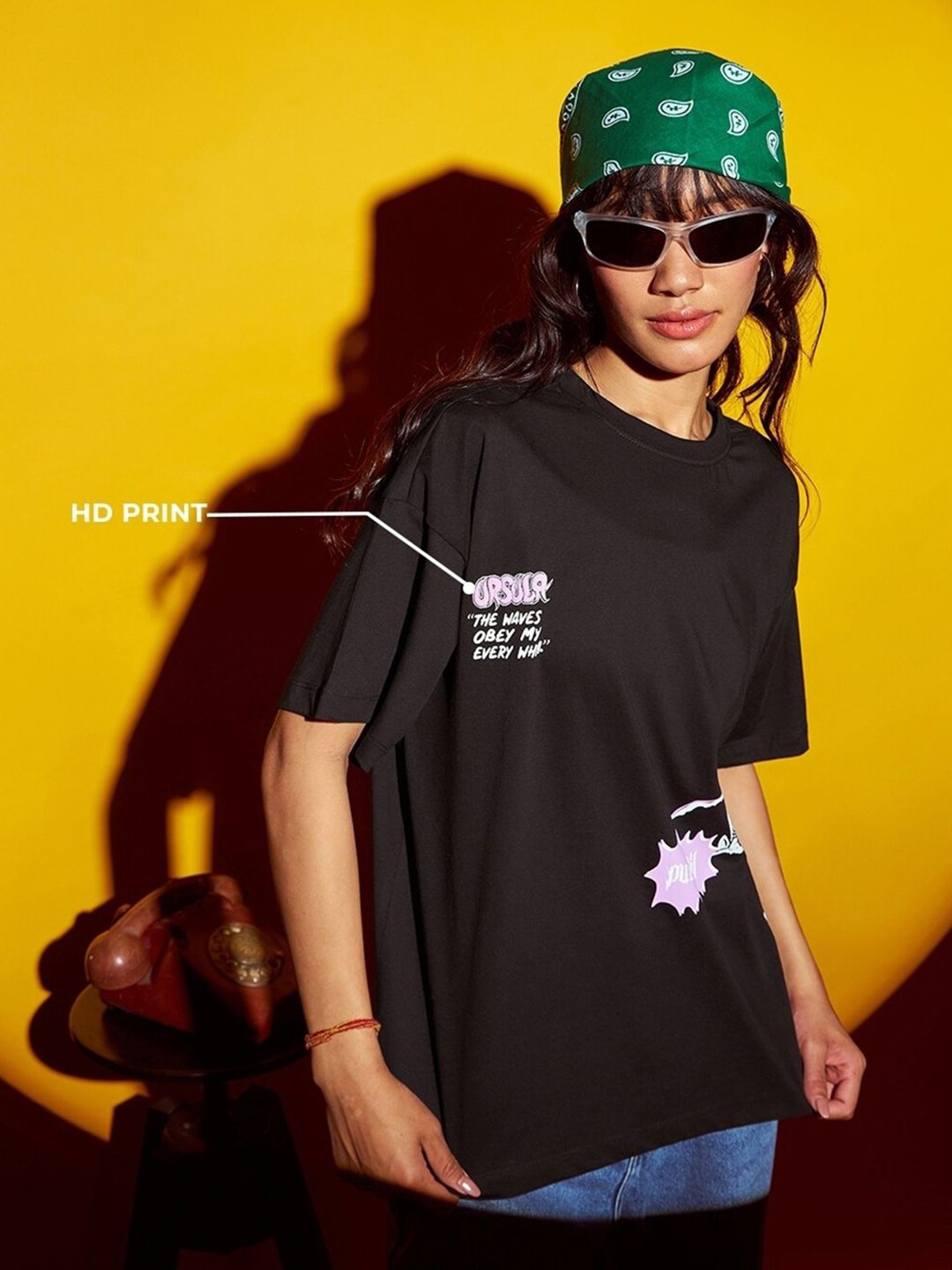 Bewakoof Disney Merchandise Black Pure Evil Graphic Printed Pure Cotton Oversized T-shirt