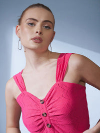 STREET 9 Shoulder Straps Schiffli Crop Top