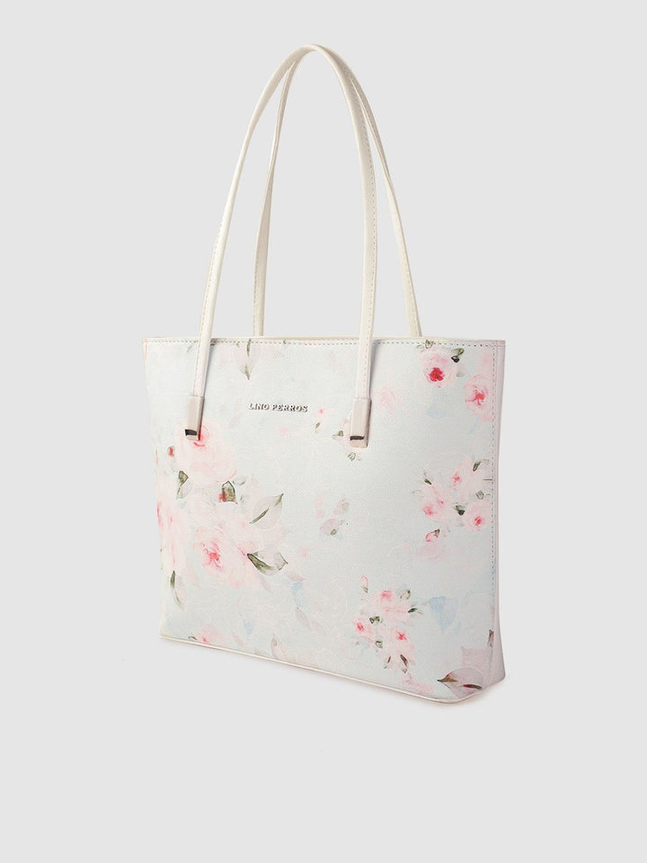 Lino Perros Women Blue & Pink Floral Print Structured Laptop Bag