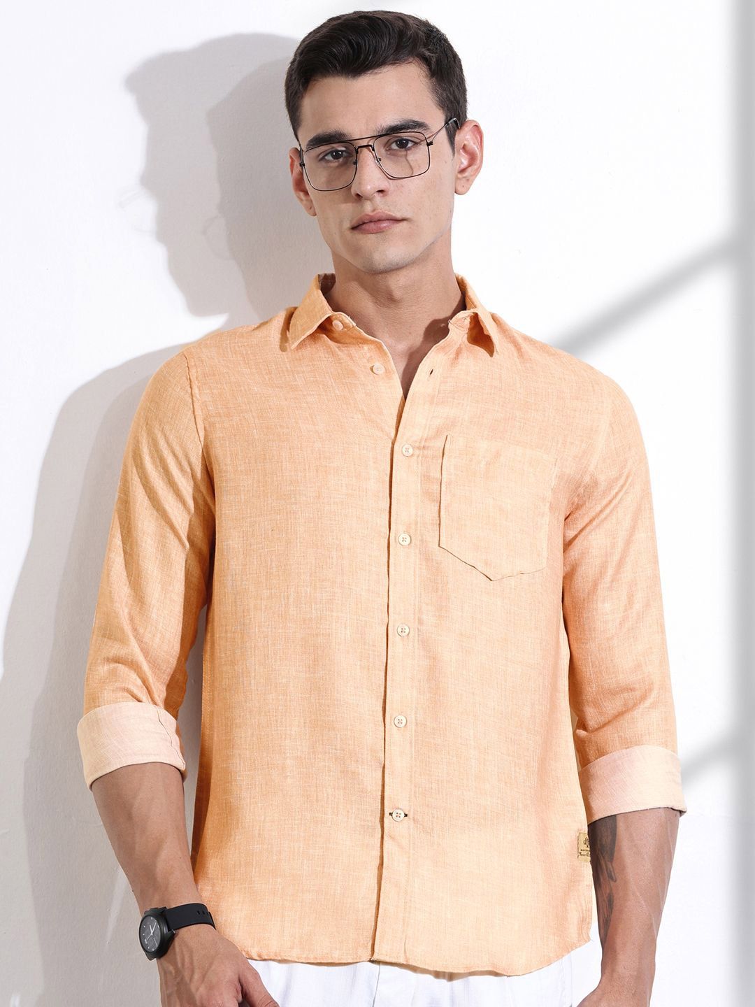 Thomas Scott Men Classic Slim Fit Opaque Casual Shirt