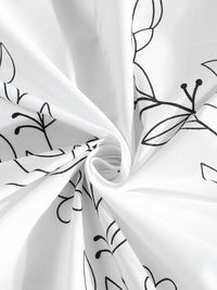 KLOTTHE Off White Printed Flat 400TC Pure Cotton Super King Bedsheet & 4 Pillow Covers