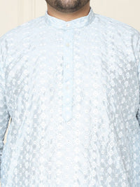 SOJANYA PLUS Size Floral Embroidered Band Collar Straight Kurta