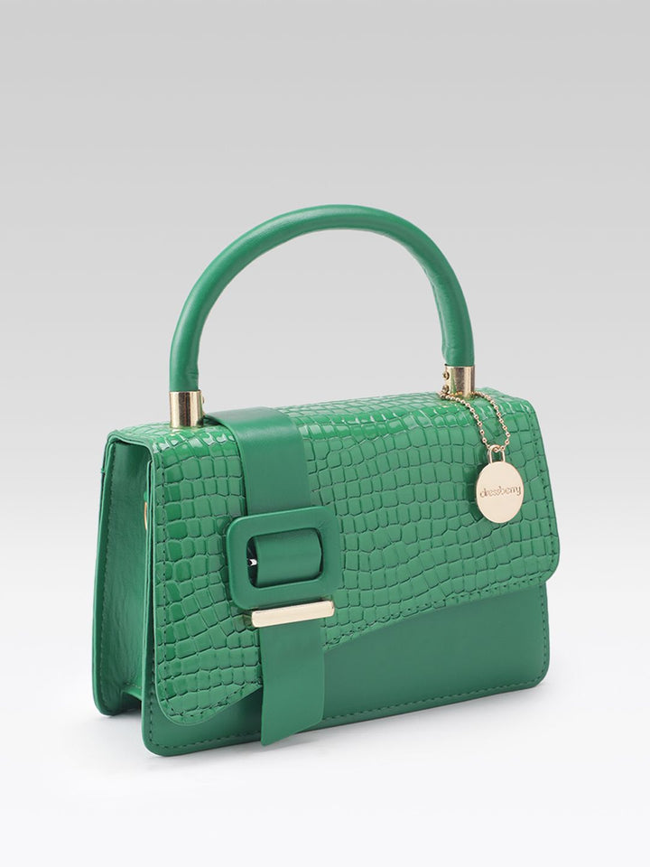 DressBerry Croc Textured Structured Satchel Bag