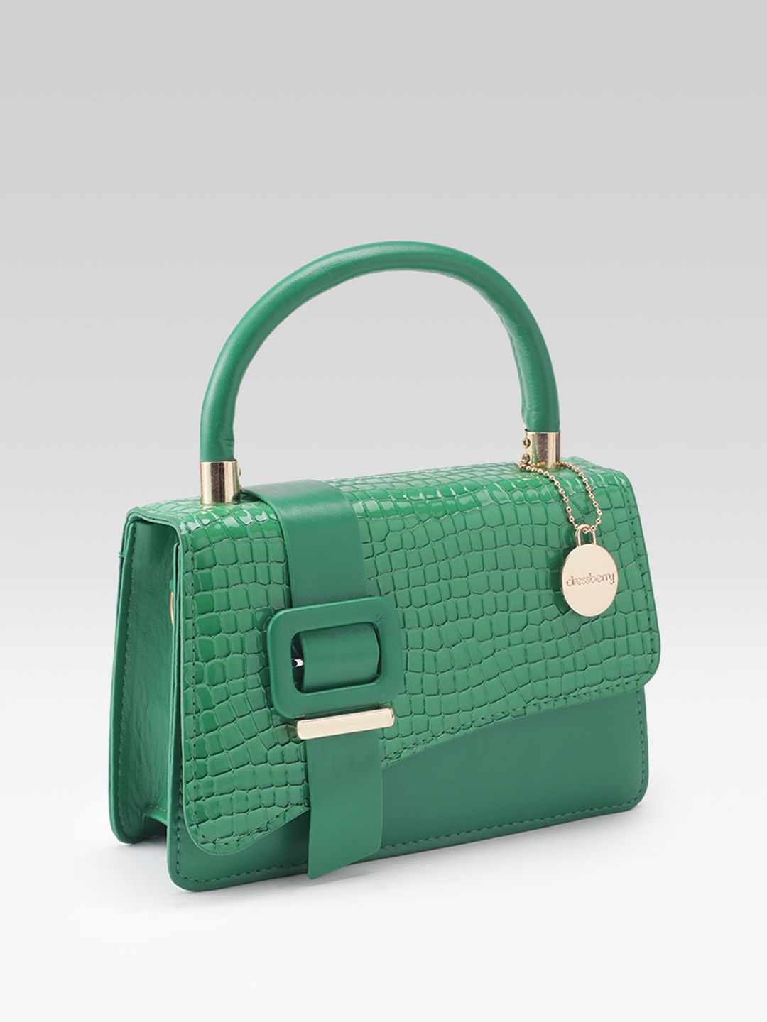 DressBerry Croc Textured Structured Satchel Bag