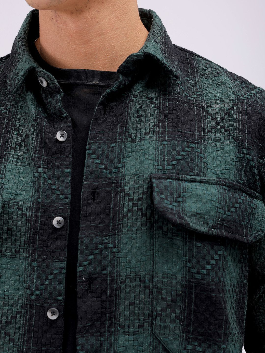 The Indian Garage Co Men Relaxed Fit Textured Checked Resortwear Shirt