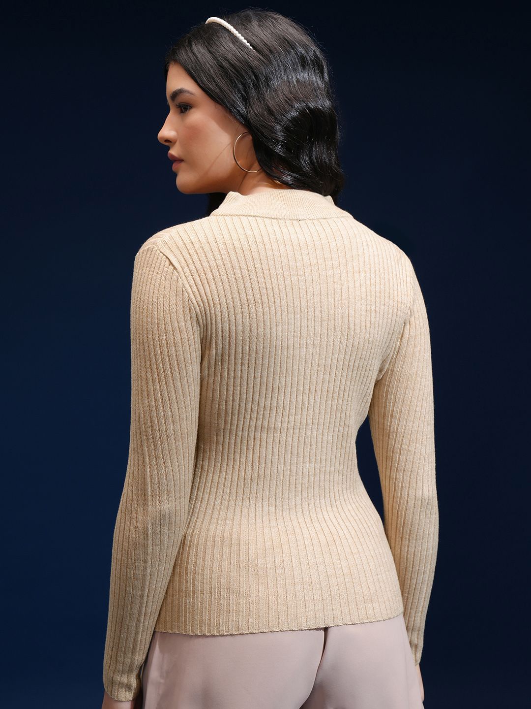 Tokyo Talkies Women Ribbed Pullover