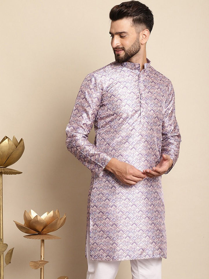 Anouk Men Purple Thread Work Kurta