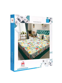 Myntra Elegant Homes White & Green Floral Printed Set Cadar King 300 TC 2.5 x 2.2 m
