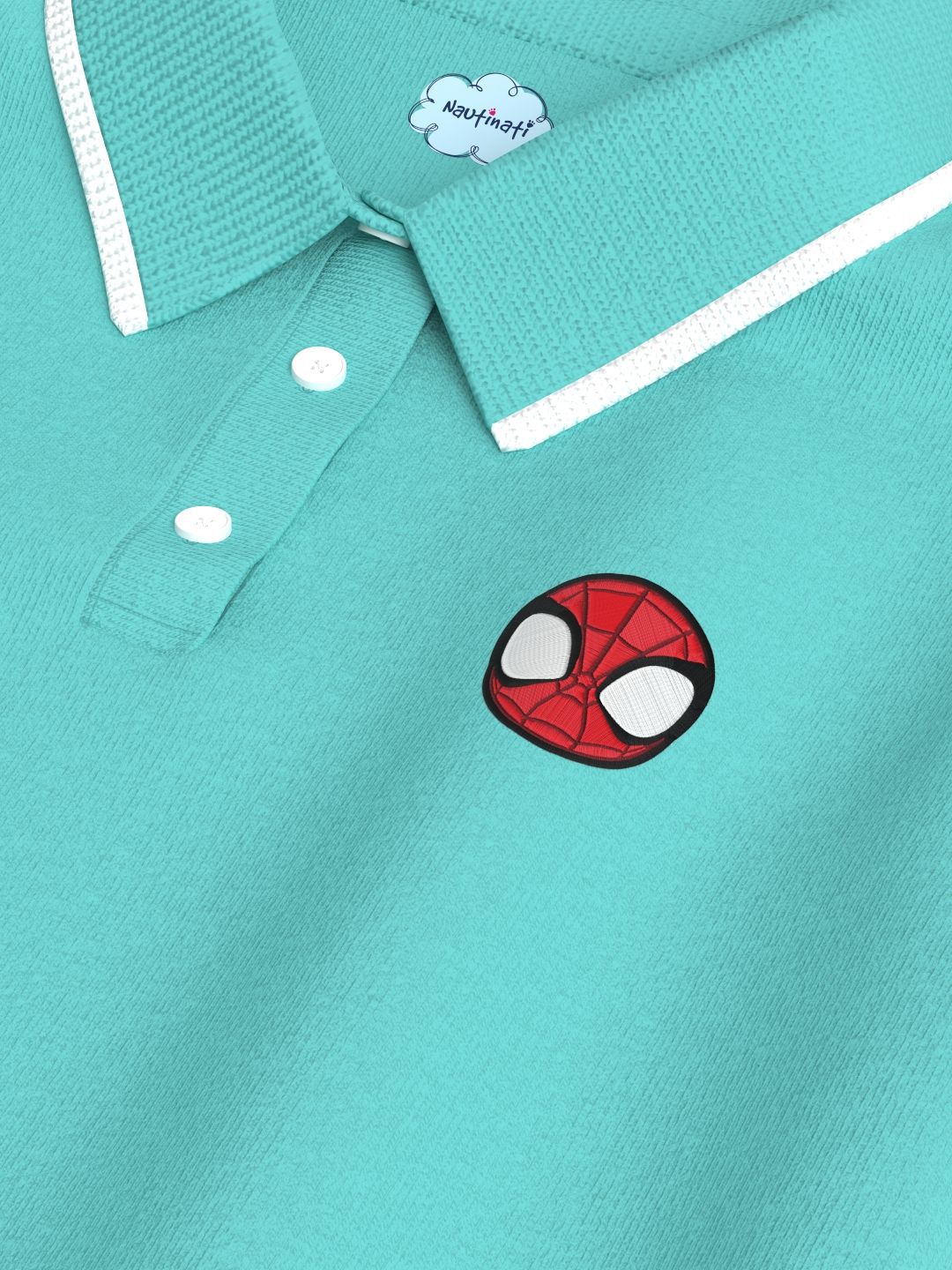 NautiNati Marvel Spiderman Baby Boys Light green Superhero Pure Cotton T Shirt