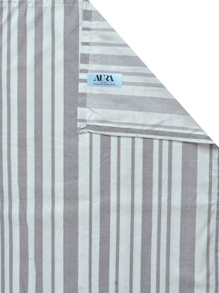 Aura Grey & White Striped 300 TC Double King Bedsheet Set-2.5 m X 2.25 m