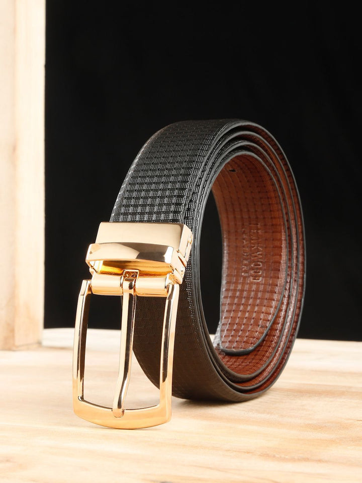 Teakwood Leathers Men Textured Leather Reversible Formal Belt