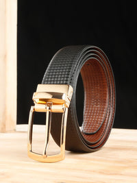 Teakwood Leathers Men Textured Leather Reversible Formal Belt