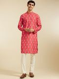 Diwas by Manyavar Geometric Printed Mandarin Collar Straight Kurta