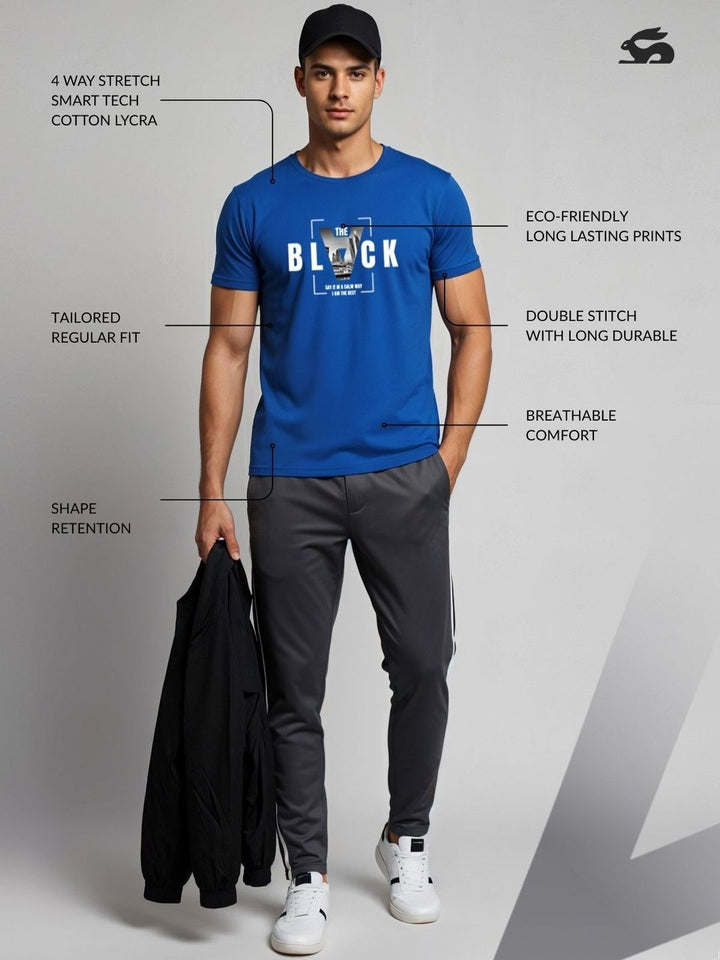 ADRO Typography Printed Short Sleeves Cotton Regular Fit T-shirt