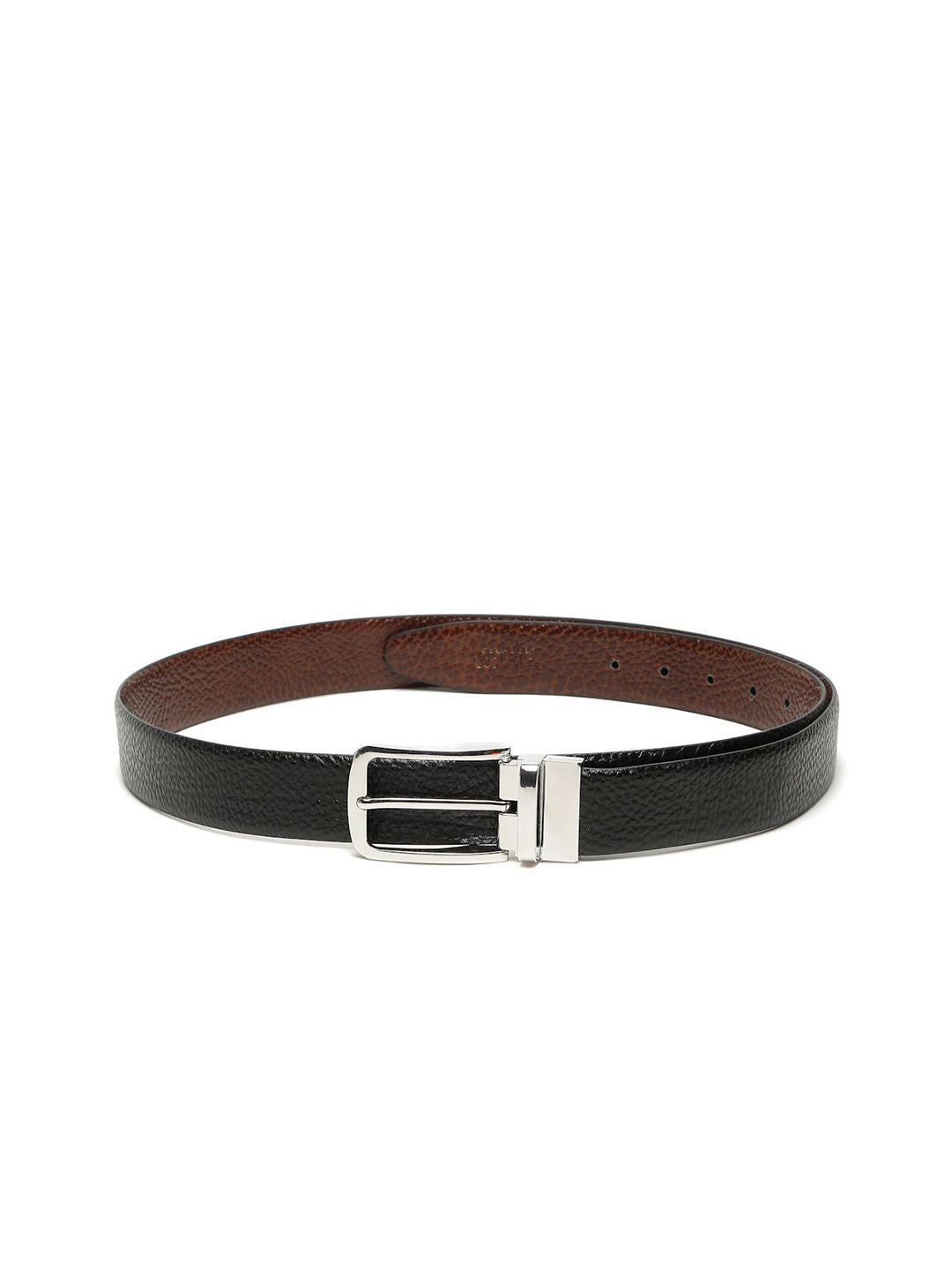 Teakwood Leathers Men Textured Leather Reversible Formal Belt